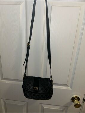 Coach Black Signature Jacquard Crossbody with Gold Hardware